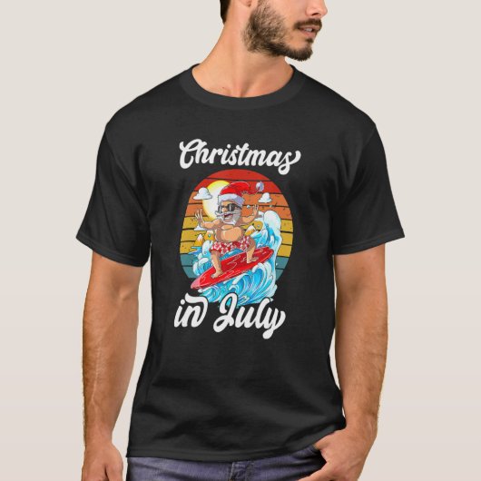 Kerstmis in juli Santa Claus Surfing Hawai T-shirt (Voorkant)
