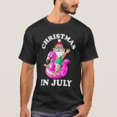 Kerstmis in juli Santa Flamingo Hawaiian Summer T-shirt (Voorkant)