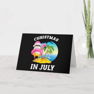 Kerstmis in juli Santa Flamingo Pool Summer Bedankkaart