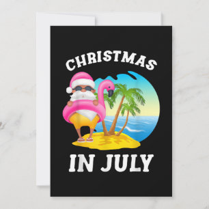 Kerstmis in juli Santa Flamingo Pool Summer Feestdagenkaart