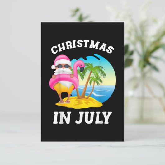 Kerstmis in juli Santa Flamingo Pool Summer Informatiekaartje (Staand voorkant)