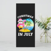 Kerstmis in juli Santa Flamingo Pool Summer Kaart (Staand voorkant)