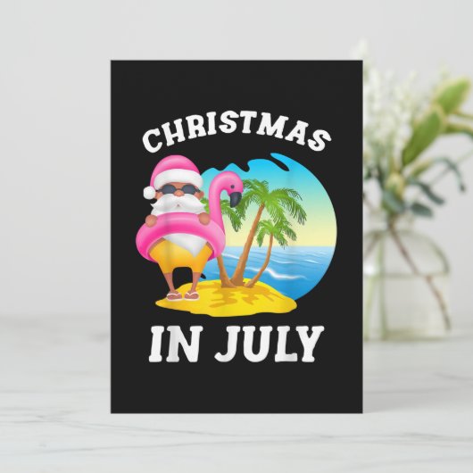 Kerstmis in juli Santa Flamingo Pool Summer Kaart (Staand voorkant)