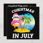 Kerstmis in juli Santa Flamingo Pool Summer Kaart (Voorkant / Achterkant)