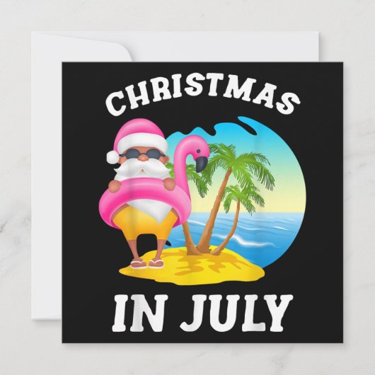 Kerstmis in juli Santa Flamingo Pool Summer Kaart (Voorkant)