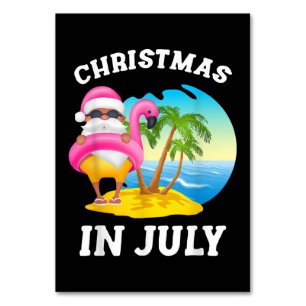 Kerstmis in juli Santa Flamingo Pool Summer Kaart