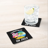 Kerstmis in juli Santa Flamingo Pool Summer Kartonnen Onderzetters (Insitu)