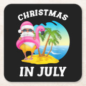 Kerstmis in juli Santa Flamingo Pool Summer Kartonnen Onderzetters (Voorkant)