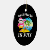 Kerstmis in juli Santa Flamingo Pool Summer Keramisch Ornament (Rechts)