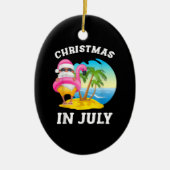 Kerstmis in juli Santa Flamingo Pool Summer Keramisch Ornament (Voorkant)