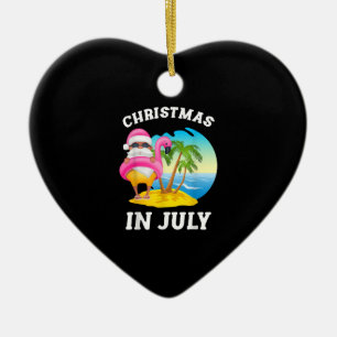 Kerstmis in juli Santa Flamingo Pool Summer Keramisch Ornament