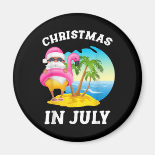 Kerstmis in juli Santa Flamingo Pool Summer Magneet