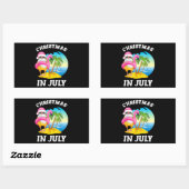 Kerstmis in juli Santa Flamingo Pool Summer Rechthoekige Sticker (Vel)