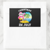 Kerstmis in juli Santa Flamingo Pool Summer Rechthoekige Sticker (Tas)