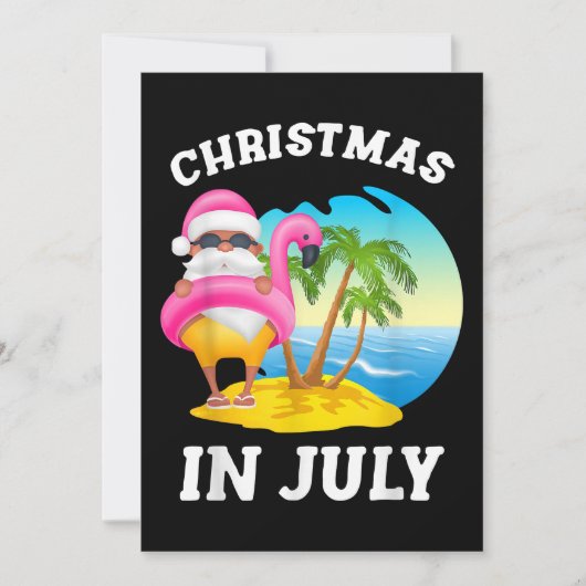 Kerstmis in juli Santa Flamingo Pool Summer Save The Date (Voorkant)