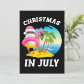 Kerstmis in juli Santa Flamingo Pool Summer Save The Date (Staand voorkant)