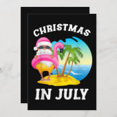 Kerstmis in juli Santa Flamingo Pool Summer Save The Date (Voorkant / Achterkant)