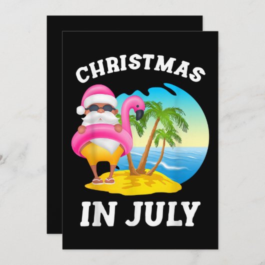 Kerstmis in juli Santa Flamingo Pool Summer Save The Date (Voorkant / Achterkant)