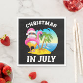 Kerstmis in juli Santa Flamingo Pool Summer Servet (Insitu)