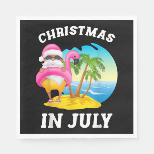 Kerstmis in juli Santa Flamingo Pool Summer Servet