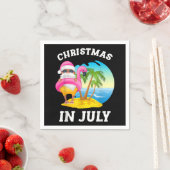 Kerstmis in juli Santa Flamingo Pool Summer Servet (Insitu)