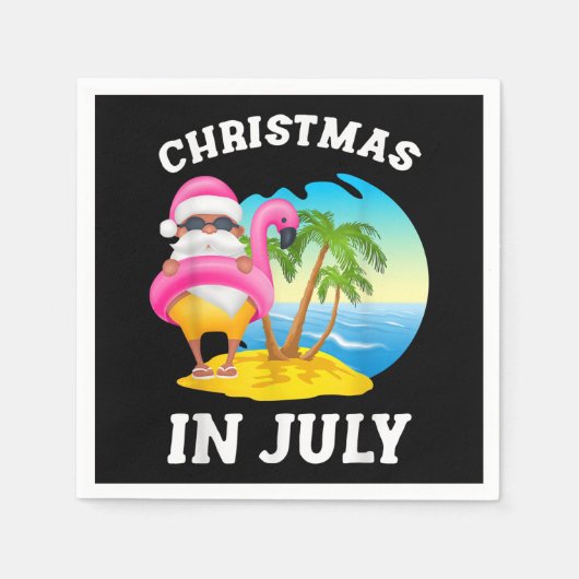 Kerstmis in juli Santa Flamingo Pool Summer Servet (Voorkant)
