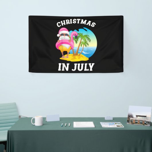 Kerstmis in juli Santa Flamingo Pool Summer Spandoek (Beurs)