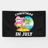 Kerstmis in juli Santa Flamingo Pool Summer Spandoek (Horizontaal)