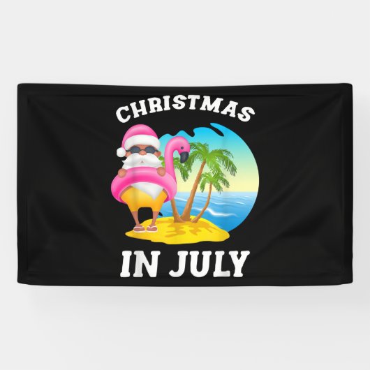 Kerstmis in juli Santa Flamingo Pool Summer Spandoek (Horizontaal)