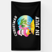 Kerstmis in juli Santa Flamingo Pool Summer Spandoek (Verticaal)