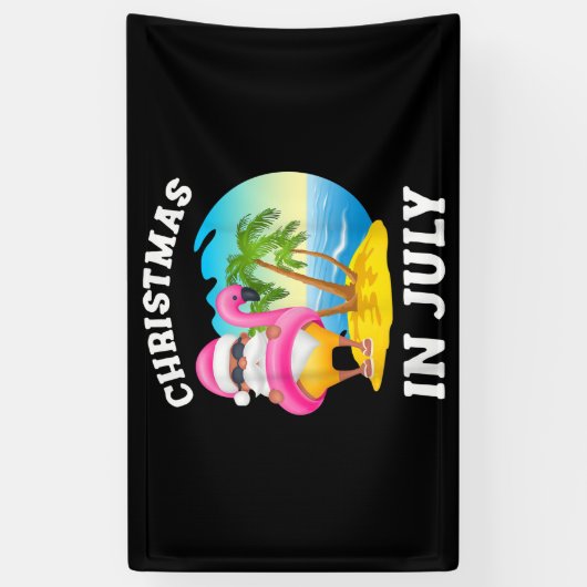 Kerstmis in juli Santa Flamingo Pool Summer Spandoek (Verticaal)