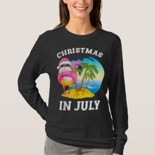 Kerstmis in juli Santa Flamingo Pool Summer T-shirt