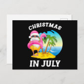 Kerstmis in juli Santa Flamingo Pool Summer Uitnodiging Briefkaart (Voorkant / Achterkant)