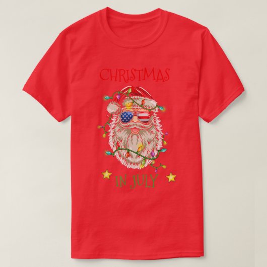 Kerstmis in juli Santa Hat Sunbril American Fl T-shirt (Design voorkant)