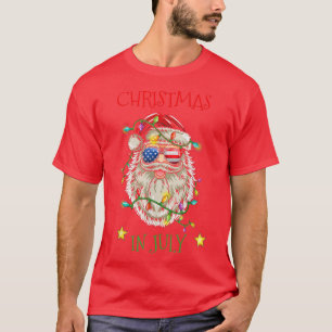 Kerstmis in juli Santa Hat Sunbril American Fl T-shirt