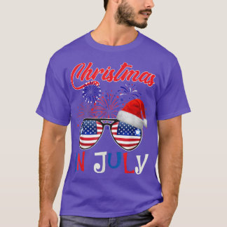 Kerstmis in juli Santa Hat Sunbril American Fl T-shirt
