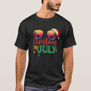 Kerstmis in juli Santa Hat Sunbril Beach Sunse T-shirt