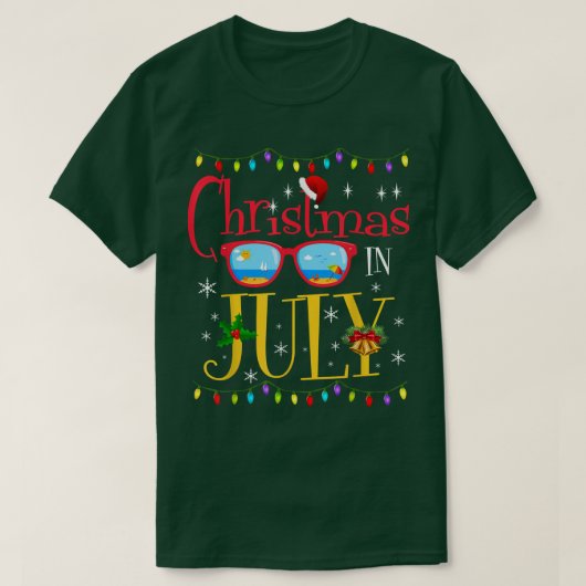 Kerstmis in juli Santa Hat Sunbril Cadeau T-shirt (Design voorkant)