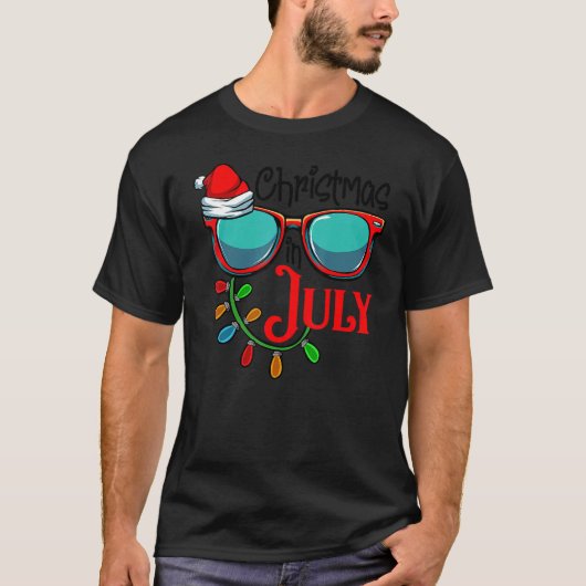 Kerstmis in juli Santa Hat Sunbril Cele T-shirt (Voorkant)