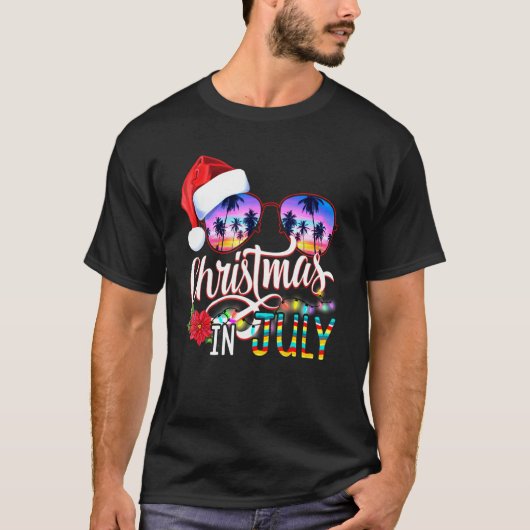 Kerstmis in juli Santa Hat Sunbril Hawaii Summ T-shirt (Voorkant)
