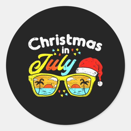 Kerstmis in juli Santa Hat Sunbril Ronde Sticker (Voorkant)