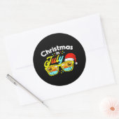 Kerstmis in juli Santa Hat Sunbril Ronde Sticker (Envelop)