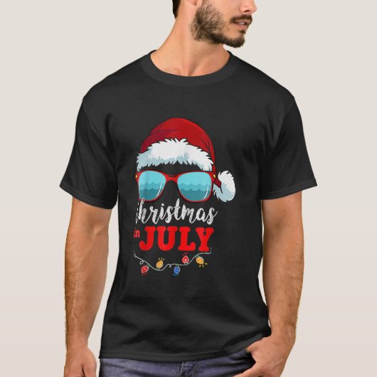 Kerstmis in juli Santa Hat Sunbril Summier T-shirt (Voorkant)