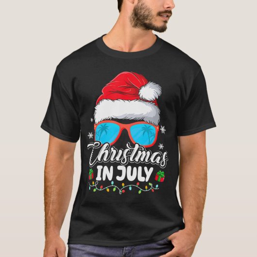 Kerstmis in juli Santa Hat Sunbril T-shirt (Voorkant)