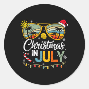 Kerstmis in juli Santa Hat Sunbril Vaca Ronde Sticker