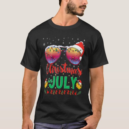 Kerstmis in juli Santa Hat Sunbril Vaca T-shirt (Voorkant)