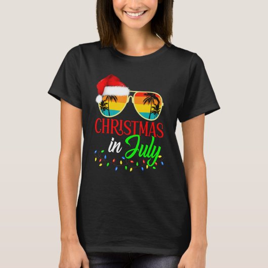 Kerstmis in juli Santa Hat Sunbril Vaca T-shirt (Voorkant)