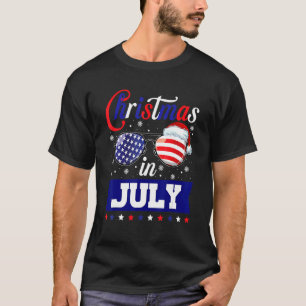 Kerstmis in juli Santa Hat Sunglasse Summer 4th O T-shirt