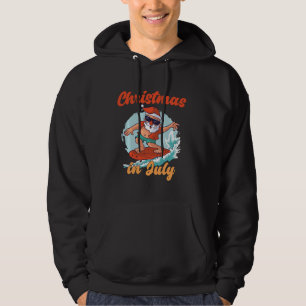 Kerstmis in juli Santa Hat Surfing Beach Zomer V Hoodie