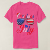 Kerstmis in juli Santa Hat US Flag Sunbril Sum T-shirt (Design voorkant)
